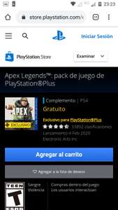 Playstation Store: Apex legends contenido gratis PS+