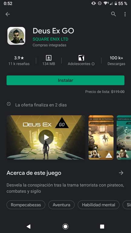 Google Play: Deus Ex y otros juegos Gratis