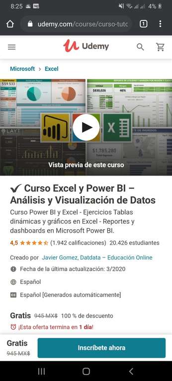 Udemy: Curso Excel y Power BI – Análisis y Visualización de Datos
