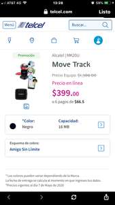 Telcel: GPS Alcatel Move Track en solo $399