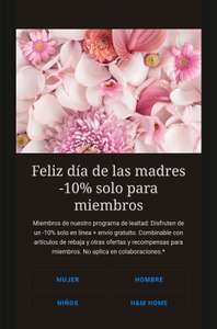 H&M:10% y envío gratis por día de las madres.
