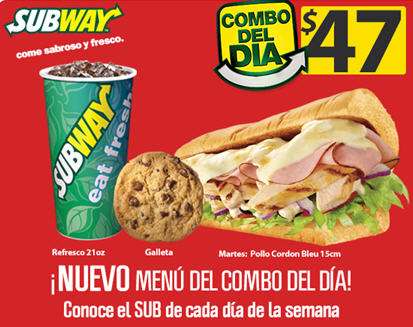 Subway: combo del día a $47
