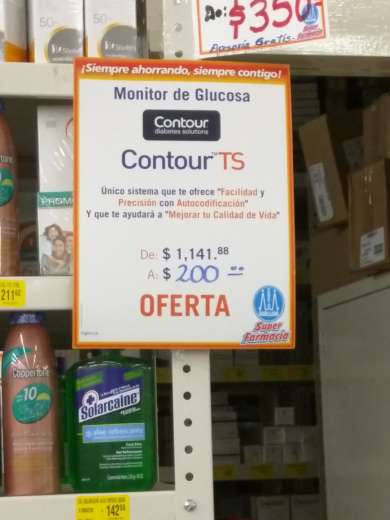Farmacias Guadalajara: monitor de glucosa "Contour TS" de $1,141 a 200