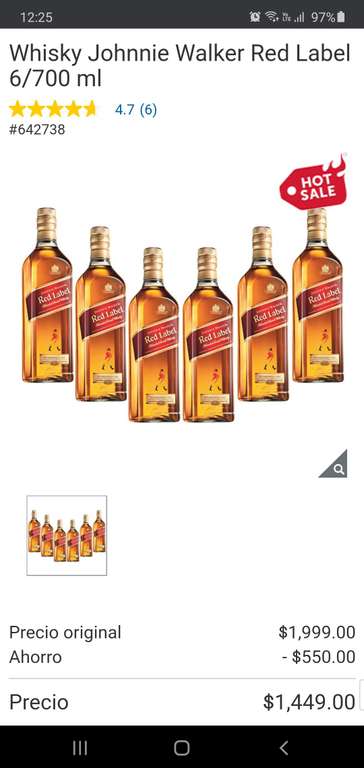 Costco Whisky Johnnie Walker Red Label 6/700 ml banamex