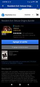 Playsation Store: Resident evil delux origins bundle con plus