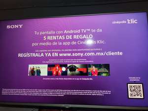 5 rentas gratis de Cinépolis Klic si tienes televisión Sony