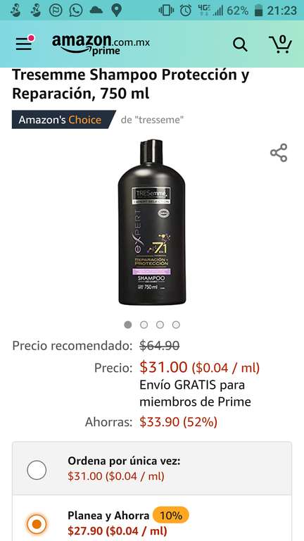Amazon: shampoo tresemme reparación