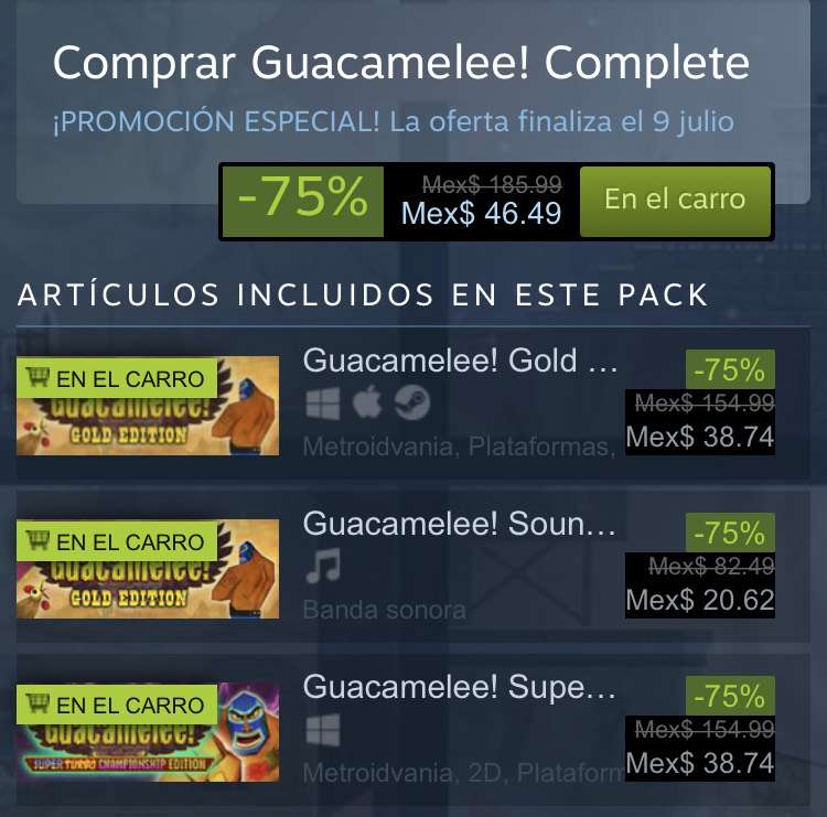 Steam: Guacamelee Complete (Gold Edition+Soundtrack+Súper Turbo Championship)