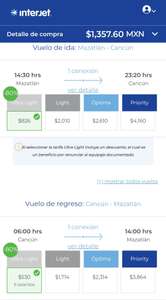 Interjet Vuelo redondo Mazatlán - Cancún
