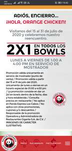 Panda express: Panda express 2x1 en bowls de 1pm a 4pm de lunes a viernes