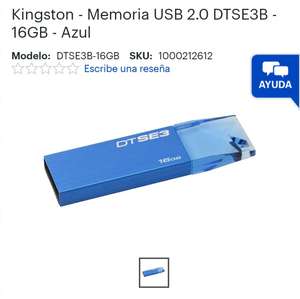 BEST BUY:Kingston - Memoria USB 2.0 DTSE3B - 16GB - Azul