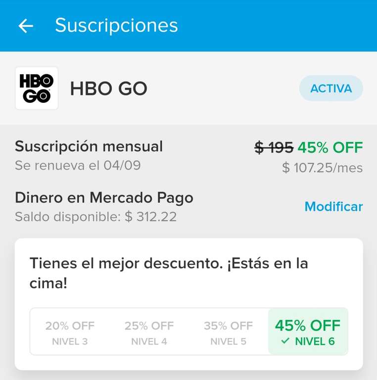 Suscripción de HBO GO por Mercado Pago con descuento