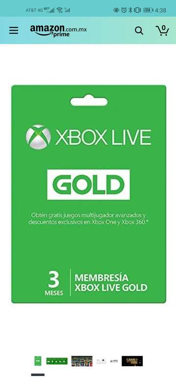 Amazon: Xbox live gold 3 meses (aplica prime)