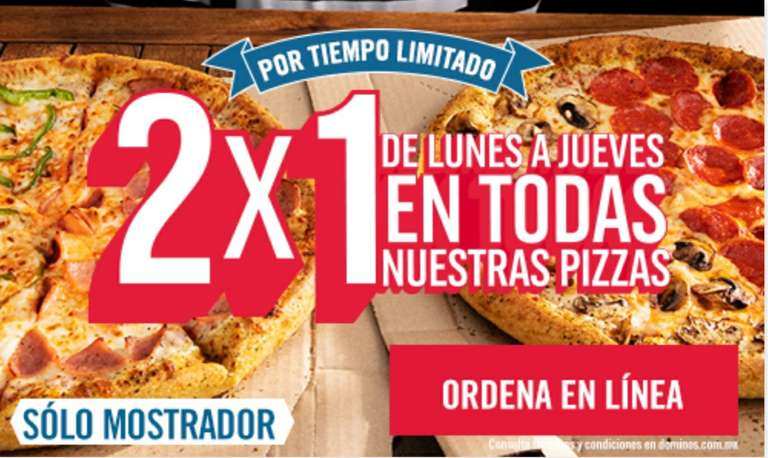 Domino's Pizza: Querétaro y Puebla 2x1 en todas las Pizzas