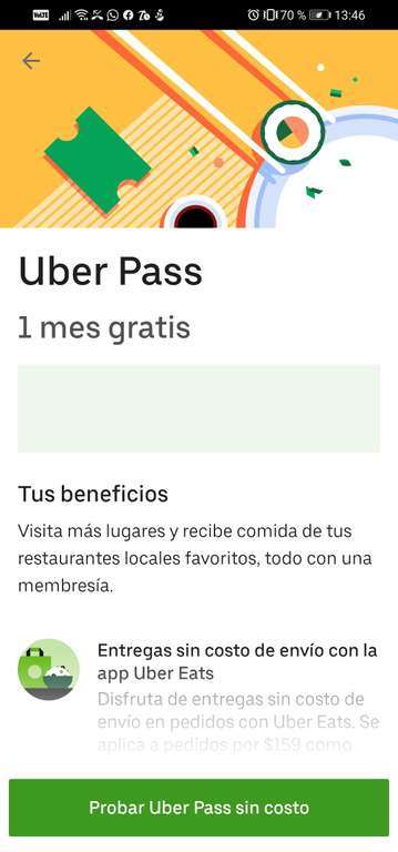 Uber: 1 mes de Uber Pass Gratis