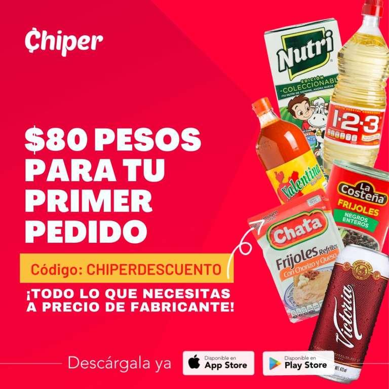 Chiper: Obtén $80 de descuento en compras de $200 (solo CDMX y Edo de Mex)