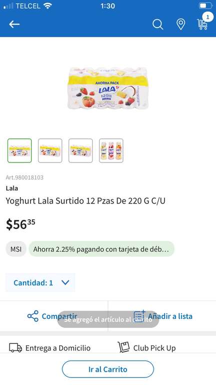 Sams Club Yoghurt Lala Surtido 12 pzas de 220 g