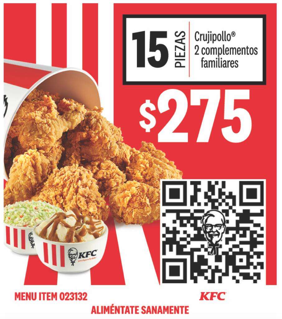 KFC: 15 Piezas + 2 Complementos Familiares 