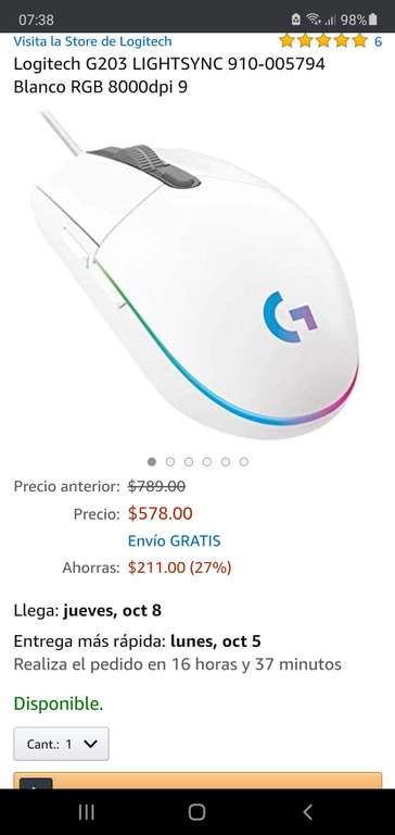 Amazon: Mouse Logitech G203 