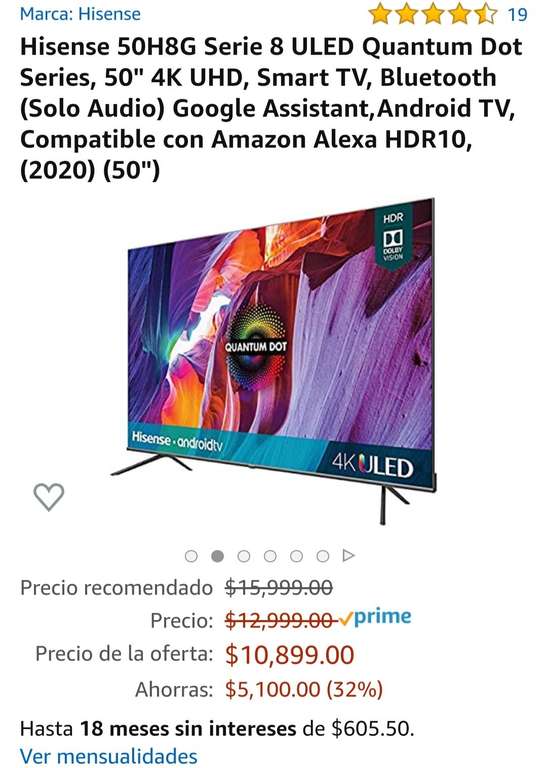 Amazon: Smart TV Hisense 4K 50" con Android TV (pagando con Banorte)