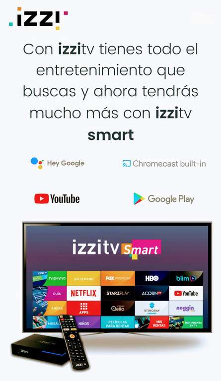 IzziTV: Decodificador izzitv Smart 4K con Android incluído en paquetes tv