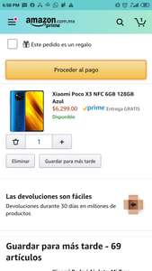 Amazon: Xiaomi poco X3 NFC / 6gb ram-128gb almacenamiento