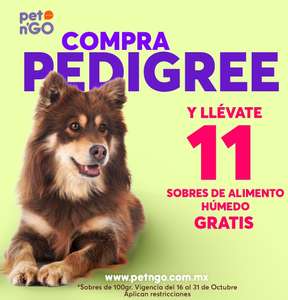 Pet N Go: 11 sobres gratis de alimento húmedo en la compra de bulto de Pedigree