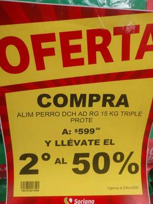Soriana: Compra dog chow de 15kg y el 2 al 50%
