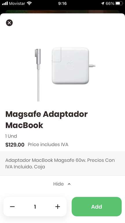 Rappi: Cargador Apple MagSafe 1 de 60W para MacBook