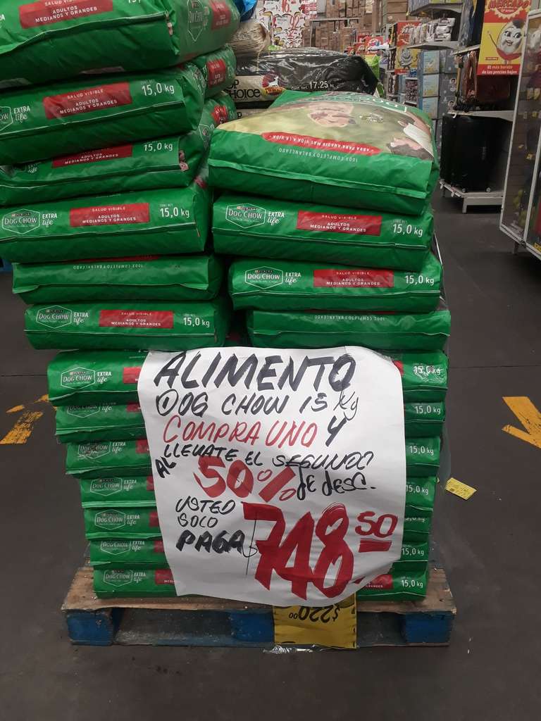 Mercado soriana: Purina DOG CHOW extra life 15 Kg (2x$748)