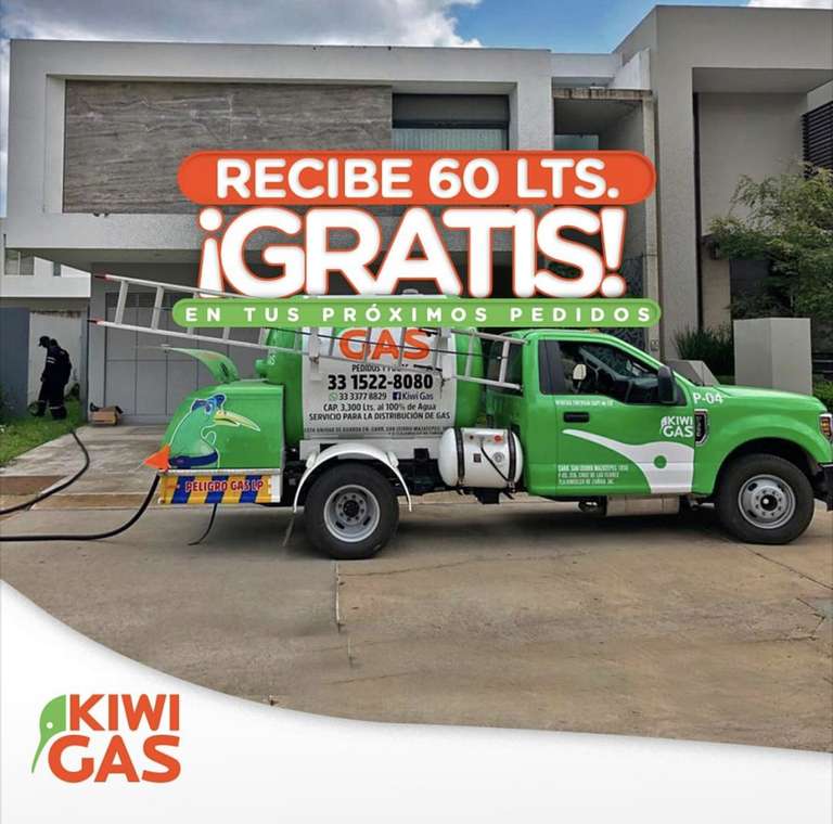 Kiwi Gas: 60 Litros de Gas Gratis