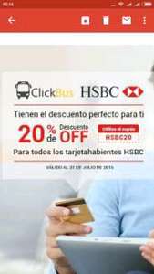 Clickbus: 20% descuento pagando con tarjetas de crédito HSBC