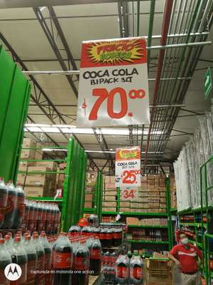 Bodega Aurrera 2pack coca cola 3 lts $70