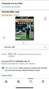 Amazon: Parasite 4K UHD Bluray
