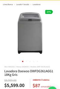 Elektra: Lavadora Daewoo 18 kg (Precio pagando con paypal y Banamex)