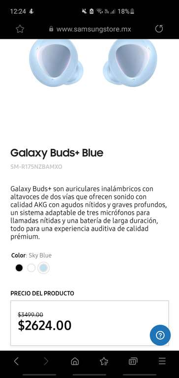 Samsung Store: Galaxy buds plus con descuento