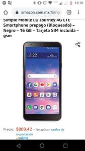 Amazon: Simple Mobile LG Journey 4G LTE Smartphone prepago (Bloqueado) – Negro – 16 GB – Tarjeta SIM incluida – gsm