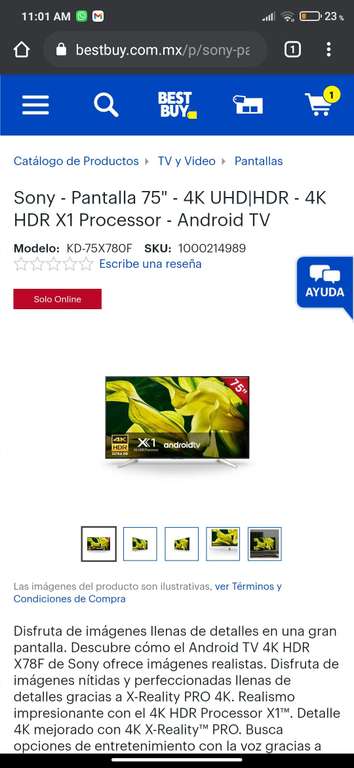 Best Buy: pantalla Sony 75 pulgadas 4k UHD HDR