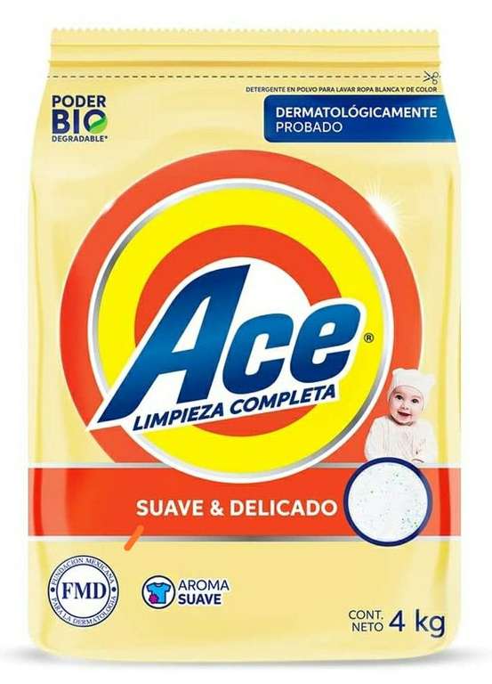 Amazon: Ace Suave Y Delicado Detergente En Polvo 4kg (precio activando planea y ahorra y agregando 10 productos al carrito)