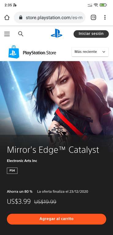 Playstation Store: Mirror's edge cataclyst PlayStation Store PS4 PS5