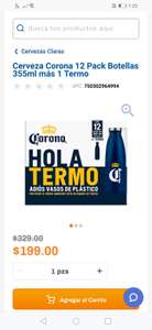 Chedraui: Cerveza Corona 12 Pack Botellas 355ml más 1 Termo