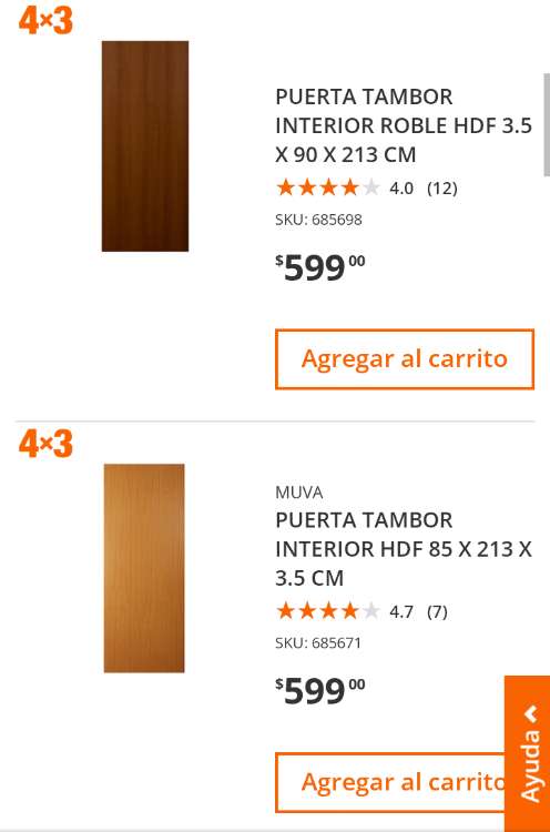 Home Depot: 4x3 en varias puertas de madera tipo tambor diferentes colores