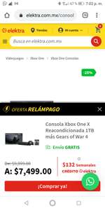 Elektra: Consola Xbox One X Reacondicionada 1TB más Gears of War 4