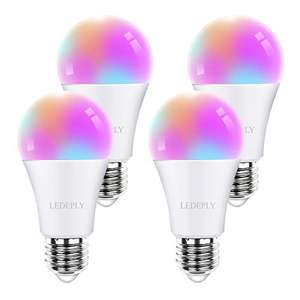 Amazon: Smart Light Bulb, Compatible with Alexa, Google Home & SmartThings, LED RGB WiFi, A19 10W=60W, White 2700K-6500K,4 Pack, LEDEPLY