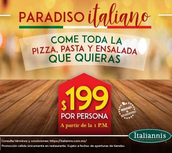 Italianni's: Come toda la Pizza, Pasta y Ensalada que Quieras por $199
