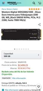Amazon: SSD WD SN850 500gb PCIe 4.0 (Hasta 7000 MB/s escritura)