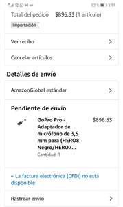 Amazon: GoPro Pro - Adaptador de micrófono de 3,5 mm para (HERO8 Negro/HERO7 Negro/HERO6 Negro/HERO5 Negro) - Accesorio Oficial