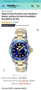 Amazon: Reloj Invicta Pro Diver para Hombres 40mm, pulsera de Acero Inoxidable Recubierto de Oro