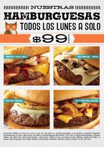Hooters: lunes de hamburguesas por $99 (algunas sucursales)