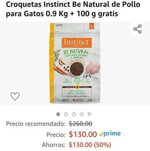 Amazon: Croquetas Instinct Be Natural de Pollo para Gatos 0.9 Kg + 100 g gratis